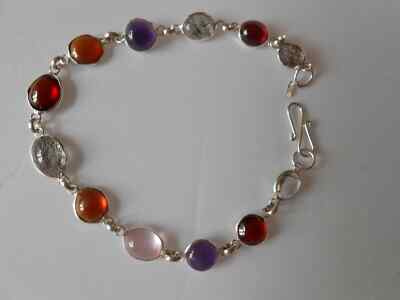 Hallmarked Sterling Silber Sri Lanka Cabochon Turmalin Armband (NEU) (4B21)