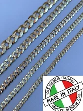 Cadena Cubana Para Hombre Corte De CZ En Los Eslabones Plata 925 en 14k