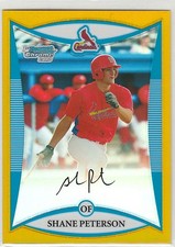 2008 Bowman Chrome Draft Prospects Gold Refractors #BDPP33 Shane Peterson DP /50