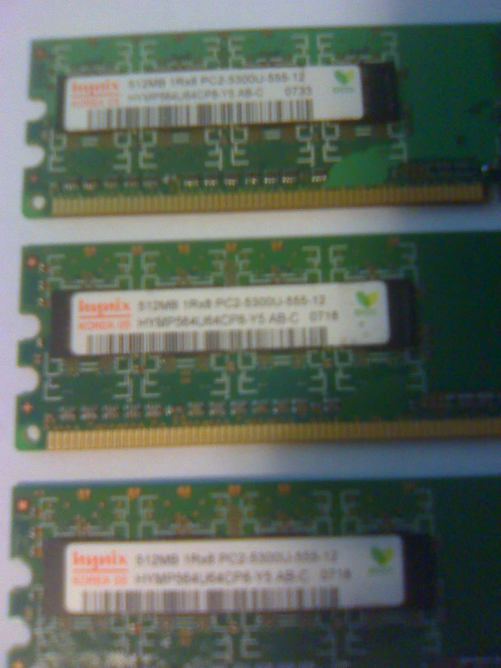 ( 3 ) HYNIX Memory SDRam 512MB 1Rx8 PC2-5300U-555-12 HYMP564U64CP8-Y5 AB-C USED - Image 2 of 3