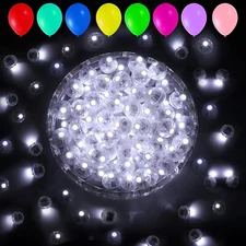 100 Pack White Round LED Mini Flash Lamp Balloon Light Fits Party Festival Decor