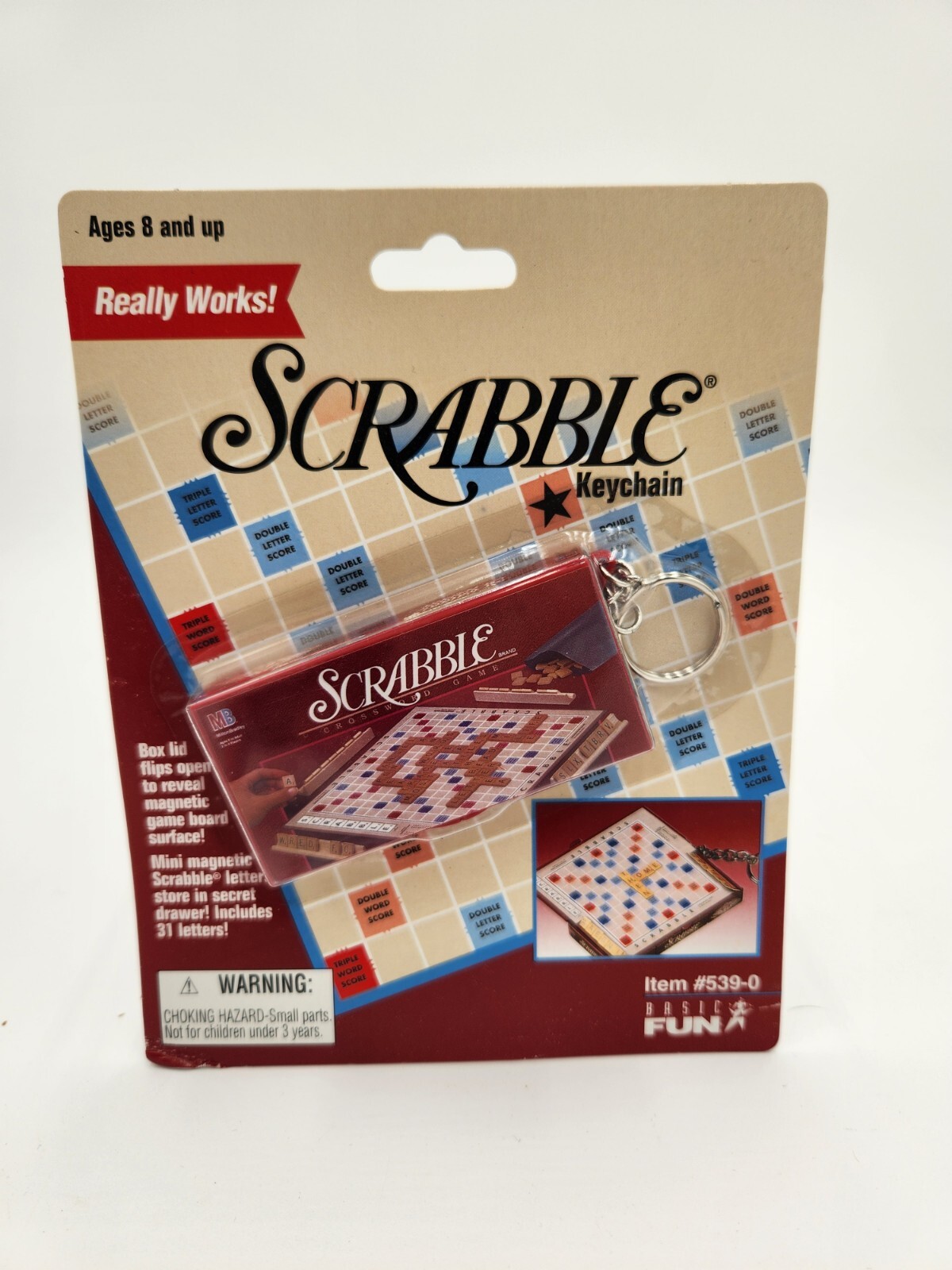 Milton Bradley Scrabble Keychain Mini Travel Board Game Brand New Vintage 1999