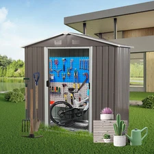 6x4 FT Outdoor Storage Shed Metal Garden Tool Shed w/Lockable Doors for Backyard