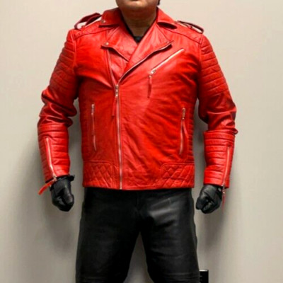 ジャケット・アウター THE RED THREAD S leather jacket long Xpsivponi Men's Fashion Red Leather Jacket FC Tyler Jacket (S