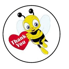 48 Thank You Bee ENVELOPE SEALS LABELS STICKERS 1.2" ROUND
