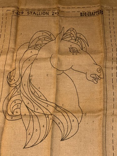 Rug Hook Tufting Printed Burlap STALLION T-629 Large 24 x 36 Rug Crafters