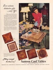 Print Ad Samson Card Tables 1946 Chess Full Page Large Magazine 10.5"x13.5"