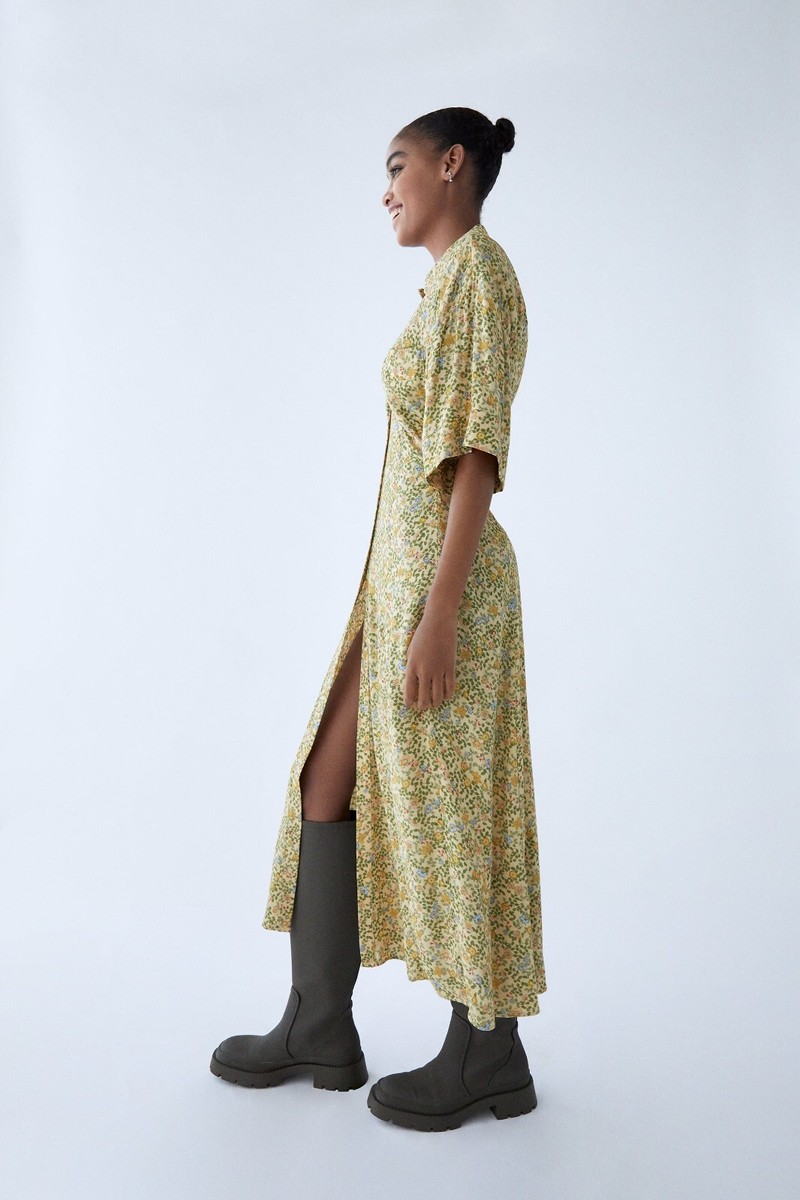 Floral Dress Yellow Shirt Dress Zara Zara Midi Floral Shirt Dress
