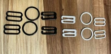 Bra Hardware 15mm Bra Lingerie Adjustable Metal Sliders Rings Hooks, Black White