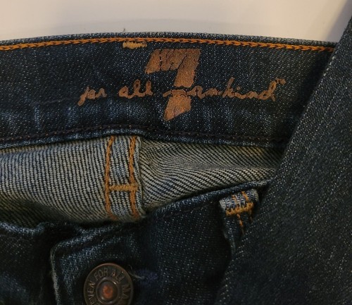 7 For All Mankind Low Rise Womens Size 25 Straight Leg Jeans Dark Wash - Picture 3 of 7