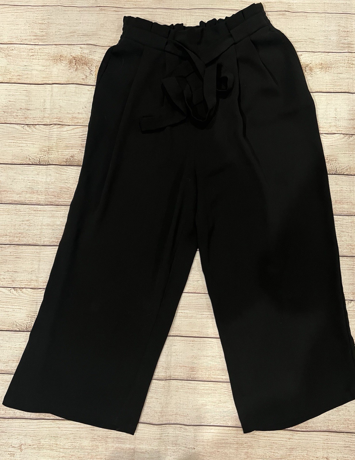 Zara Basic Collection Black Cropped Paperbag Pant… - image 1