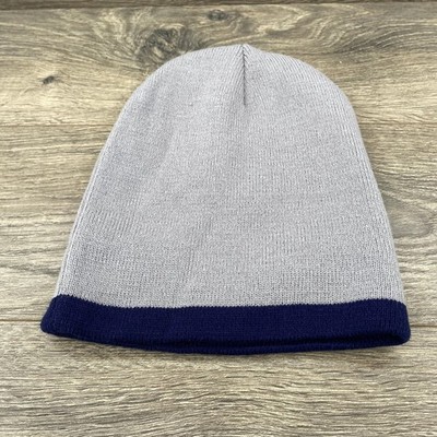 Richardson Gray Knit Beanie Hat Navy Blue Band Cuff Made in Korea