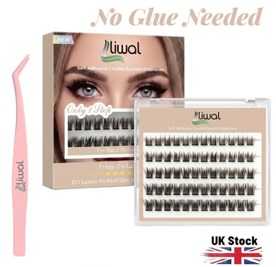 Pre Glued Cluster Lashes Natural D Curl Wispy No Glue Lash Einzelwimpern