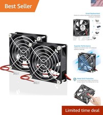 2 Pack 80mm x 80mm x 25mm 12V DC Brushless Cooling Fan 2Pin