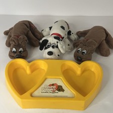 Vintage 1986 Pound Puppy Vintage Water and Food Dish with 3 Pups