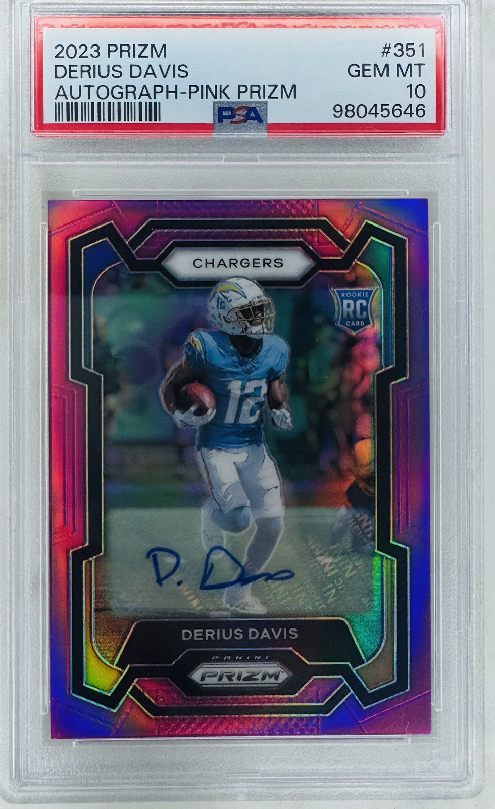 Derius Davis Panini Prizm #351 Autograph-Pink