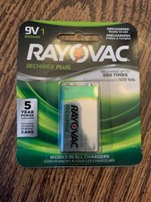 2 - Packages Rayovac Rechargeable Plus 9 volt NiMH Battery 200 mAh