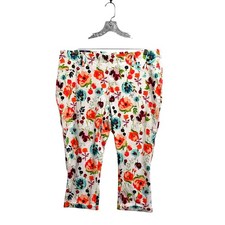 Terra  Sky Womens Floral Capri Jeggings Multicolor Mid Rise Plus Sz 2x NWT