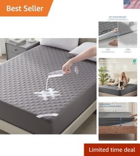 Waterproof Mattress Protector King Size Noiseless Breathable Deep Pocket Gray