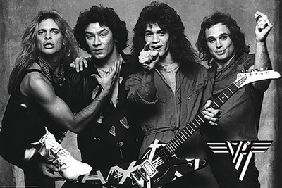 Officially Licensed Van Halen Black and White Full Band 24 X 36 Inch Art Poster