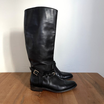 Burberry Black Leather Riding Boots Made In Italy ITCALFAL8MON Size EU 37 US 6.5