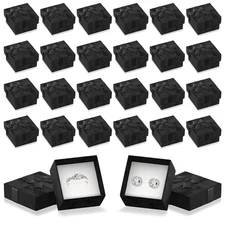 KETAR Ring Boxes Bulk Pack 24 Pcs – Small Ring Box, 1.57X1.57'', Black Cardboard