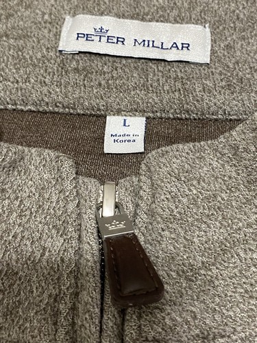 Peter Millar Tri-Blend Melange Fleece Quarter-Zip Sweater Size L Pullover Gray - Picture 4 of 9