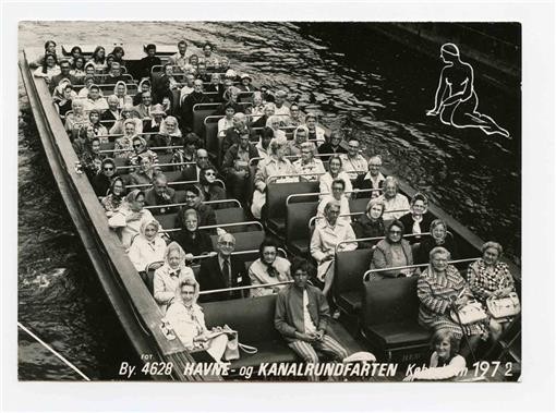 1972 Copenhagen Denmark Canals Boat Trip Group Real Photo Postcard 