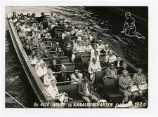 1972 Copenhagen Denmark Canals Boat Trip Group Real Photo Postcard 