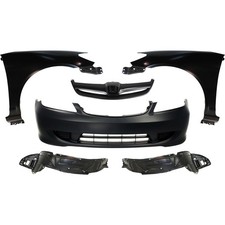Bumper Cover Kit For 04-05 Honda Civic Front With Grille Fender Liner And Fender