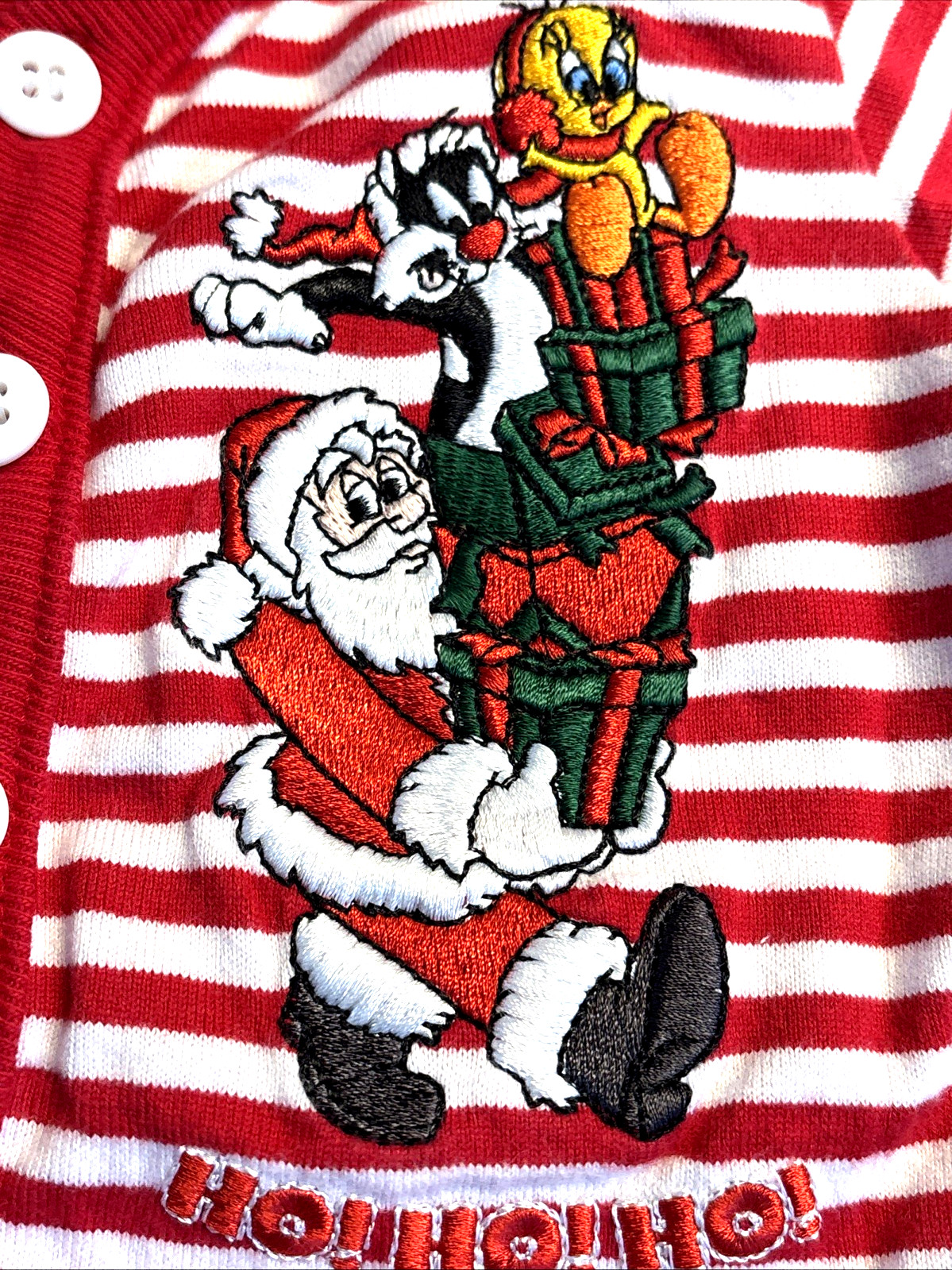 Vintage Y2K WARNER BROS Baby Looney Tunes Embroidered Romper SET 3 Mos XMAS RARE