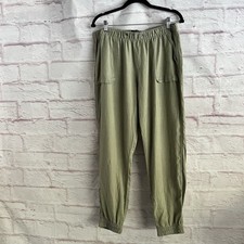 Jones New York Women  s Joggers Pants Olive Green L Pockets 100 Linen Casual