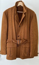 Vintage Mens Coat 40 HEATHERED WOOL Collared Belt Button Pockets Mohair Winter
