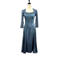 Komarov PS Textured Crinkle Charmeuse Chiffon Jeweled Fit & Flare Cocktail Dress