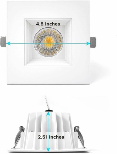 Luxrite 4 Inch Square LED Recessed Light 15W 3 Color Options Dimmable 4-Pack - Picture 5 of 8