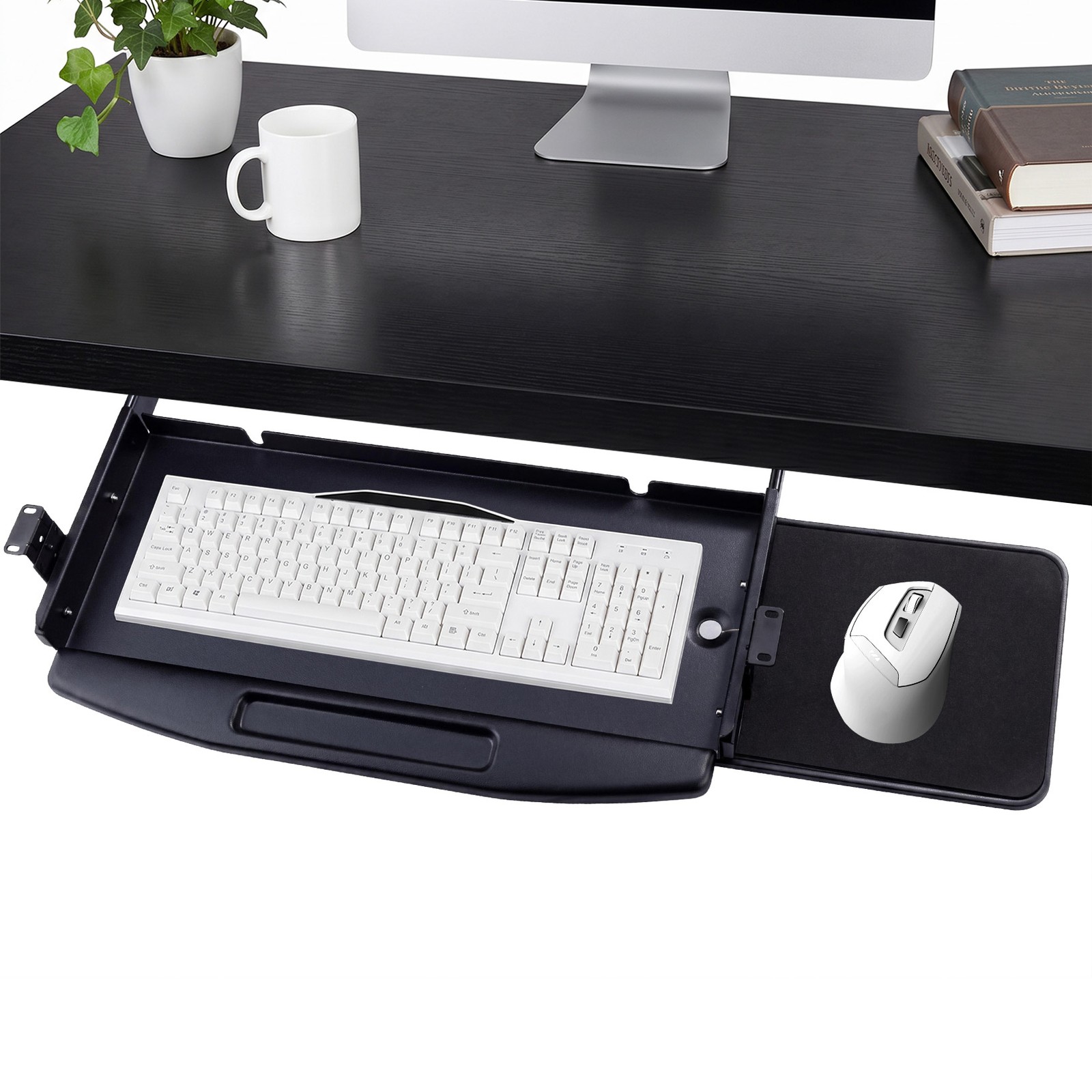 Heavy-Duty Under-Desk Keyboard Tray - 19 in Slide-Out Pull-Out Keyboard Drawer