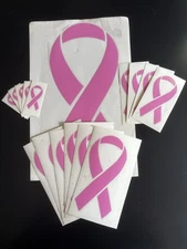 Pink Breast Cancer Awareness Ribbon Vinyl Window Decal 16pc Assort 2” 4” 6” 12”