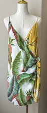  FARM RIO Azalea Forest Floral Tropical Wrap Mini Dress SZ L Resort Boho