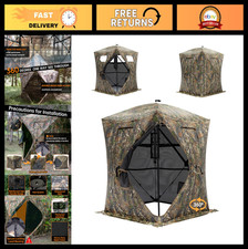 Pop-Up Ground Blind for 2-4 People, 360  See-Through, Portable with Carry Bag