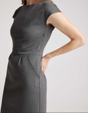 Quince Ultra-Stretch Ponte Cap Sleeve Dress Womens M Charcoal Minimalist Career