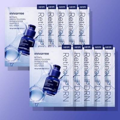 Innisfree Retinol Green Tea PDRN Skin Booster Ampoule Gel Mask 25ml (10 sheets)