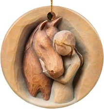 2025 Christmas Ornament for Horse Lovers Girl and Horse Printed Ceramic Ornament
