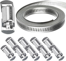 304 Stainless Steel Hose Clamps - for Diy,Cut-To-Fit 11.5 FT Metal Strap + 10 St