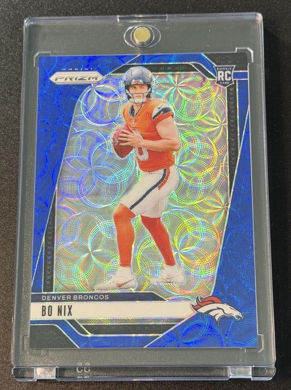 Bo Nix 2024 Prizm 309 Choice Blue Scope Jersey # 10/14 Rookie Broncos 1/1