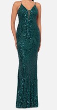 Betsy  Adam Women's Green Sequin Embellished Sleeveless Gown Dress Size 6