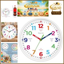 Wall Clock for Kids Learning 8 Inch Analog Silent Non Ticking Battery Operated