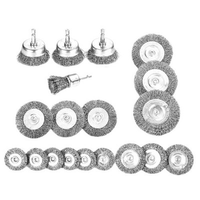 19Pcs Wire Brush for Drill Set Abrasive Wire Wheel for 1/4inch Hex Shank Wire