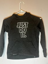 Nike Boys Dri-FIT  Just Do It  Hoodie Black with White Logo  Pockets Size 7 / L