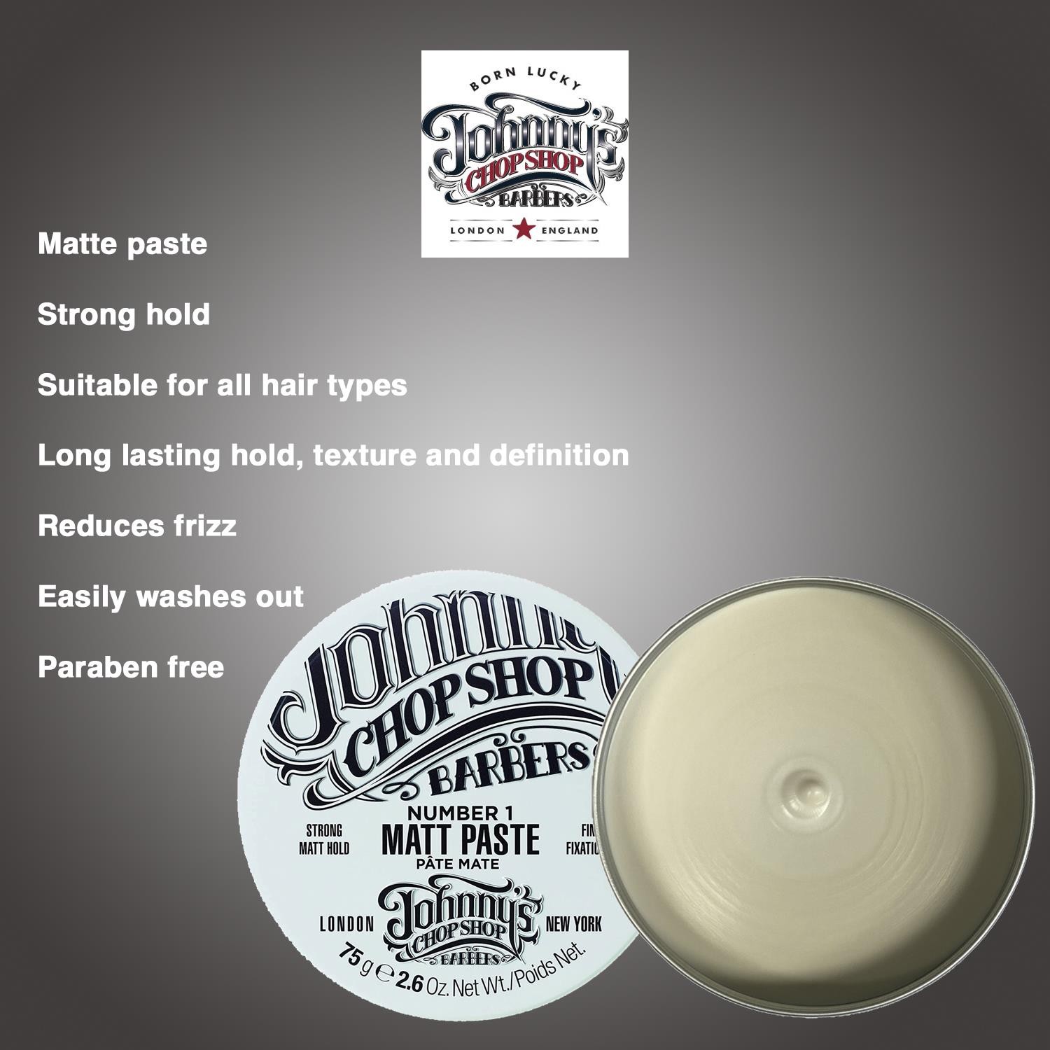 Hair Matt Paste 75g 'N'1' by Johnny's Chop Shop - strong hold paste