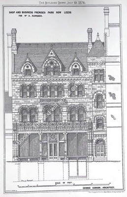1874 : LEEDS, SHOPS AND BUSINESS PREMISES, PARK ROW FOR MR. A. RAMSDEN. AN ORIGI